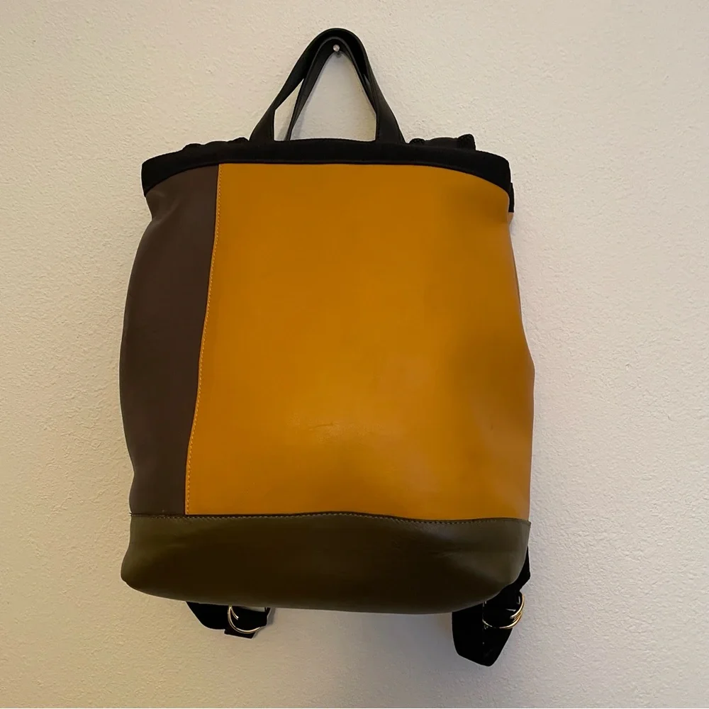 Marni Color Block Leather Parachute Backpack Purse Italy